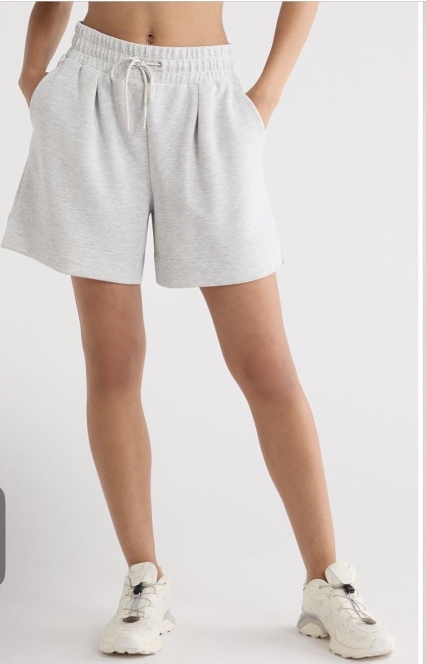 ZellaSoft Luxe High Waist Knit Shorts Heather Grey 30" L/XL Bouncy Fabric